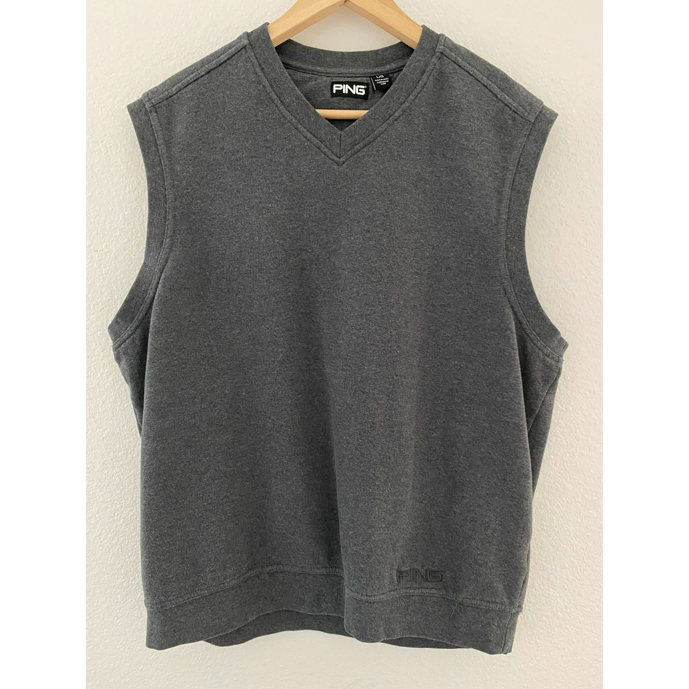 Ping Vest Men's Grey Large Cotton Golfing Golf Vest Sleeveless